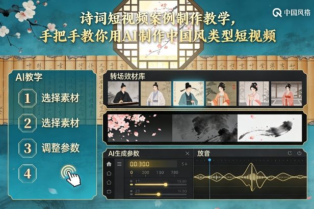 古诗词短视频案例制作教学，手把手教你用AI制作中国风类型短视频-钱途社