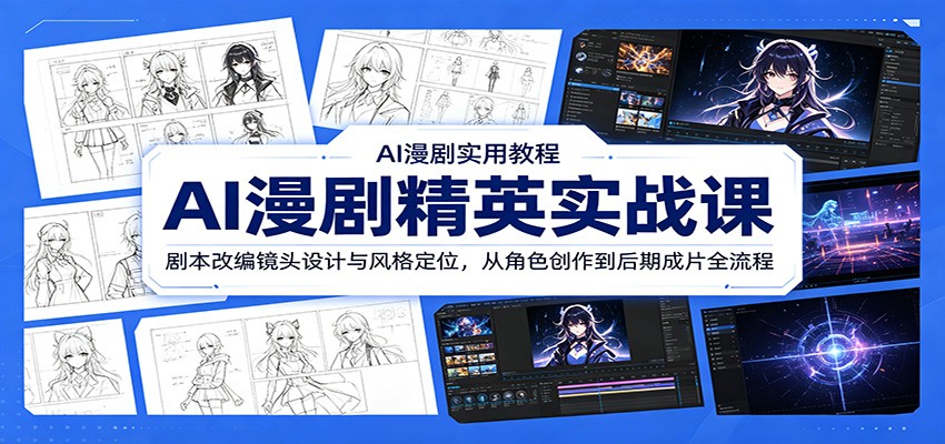 AI漫剧精英实战课：剧本改编镜头设计与风格定位，从角色创作到后期成片全流程-钱途社