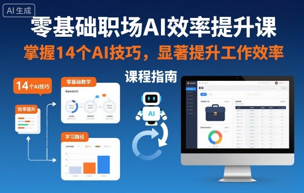 零基础职场AI效率提升课，掌握14个AI技巧，显著提升工作效率-钱途社