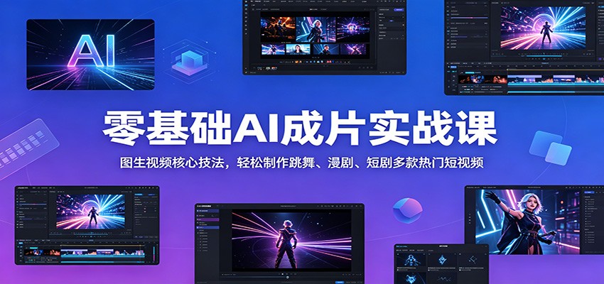 零基础AI成片实战课：图生视频核心技法，轻松制作跳舞、漫剧、短剧多款热门短视频-钱途社