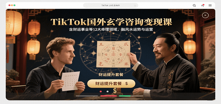 TikTok国外玄学咨询变现课，含财运事业等12大命理领域，融风水运势与运营-钱途社