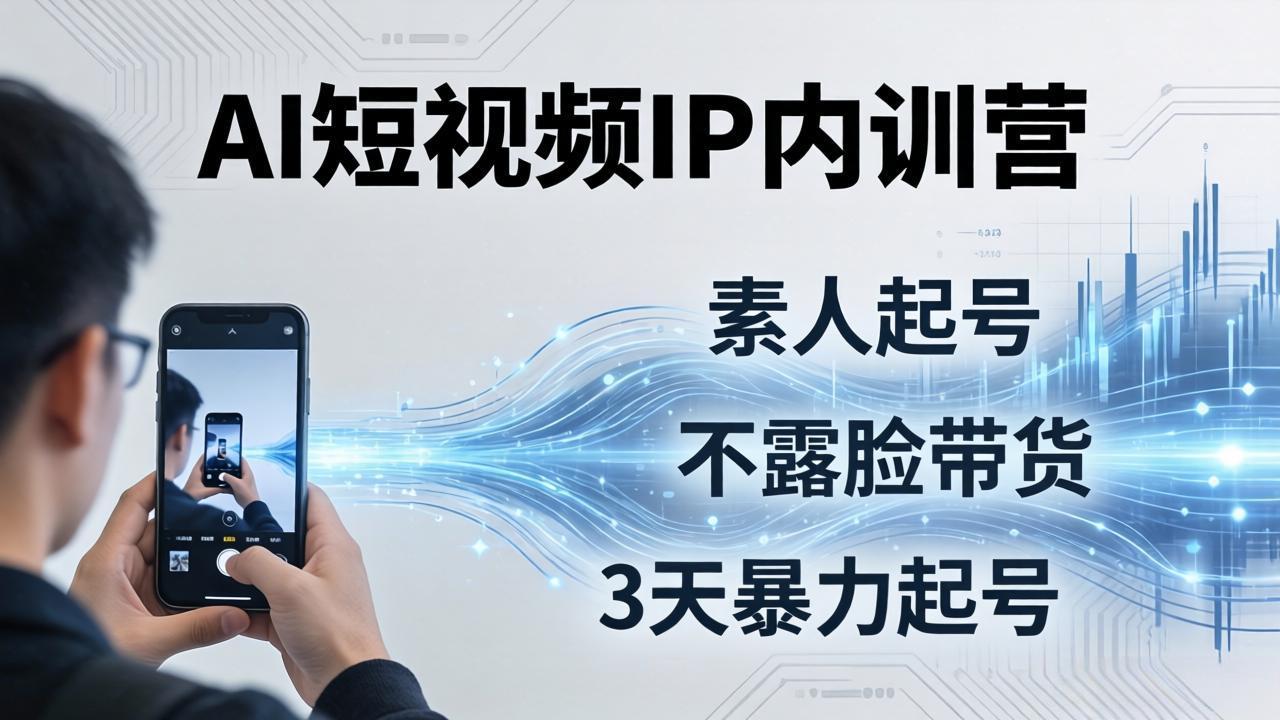 2026AI短视频IP内训营:从素人起号到不露脸带货,3天暴力起号全流程拆解-钱途社