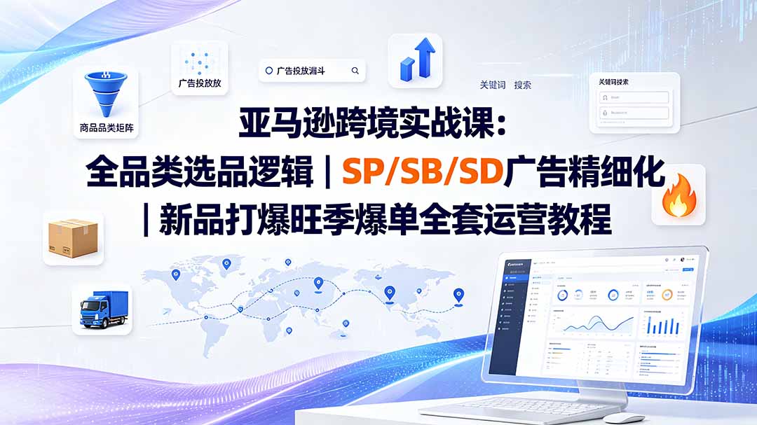 亚马逊跨境实战课-更新8月：全品类选品逻辑｜SP/SB/SD广告精细化｜新品打爆旺季爆单全套运营教程-钱途社