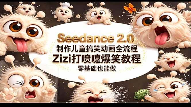 （18211期）Seedance 2.0 制作儿童搞笑动画全流程Zizi打喷嚏爆笑教程｜零基础也能做-钱途社