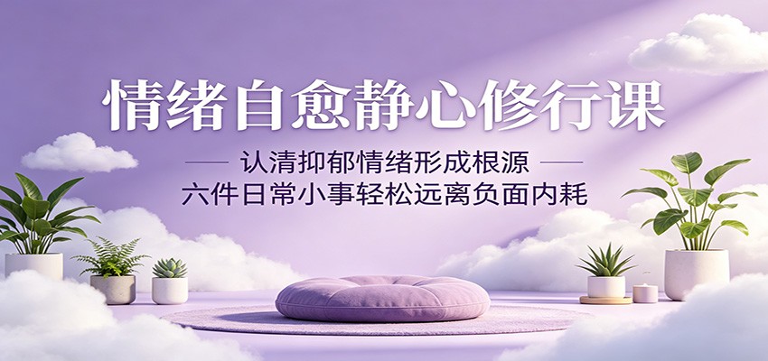 情绪自愈静心修行课:认清抑郁情绪形成根源,六件日常小事轻松远离负面内耗-钱途社
