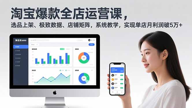 淘宝爆款全店运营课2.0，选品上架、极致数据、店铺矩阵，系统教学，实现单店月利润破5万+-钱途社