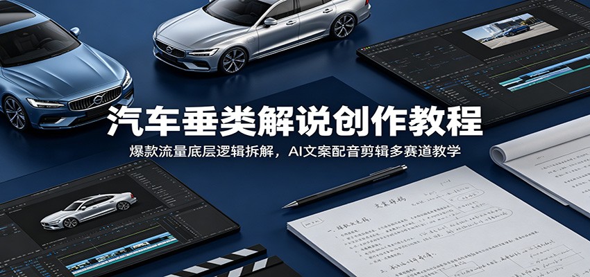 汽车垂类解说创作教程：爆款流量底层逻辑拆解，AI文案配音剪辑多赛道教学-钱途社