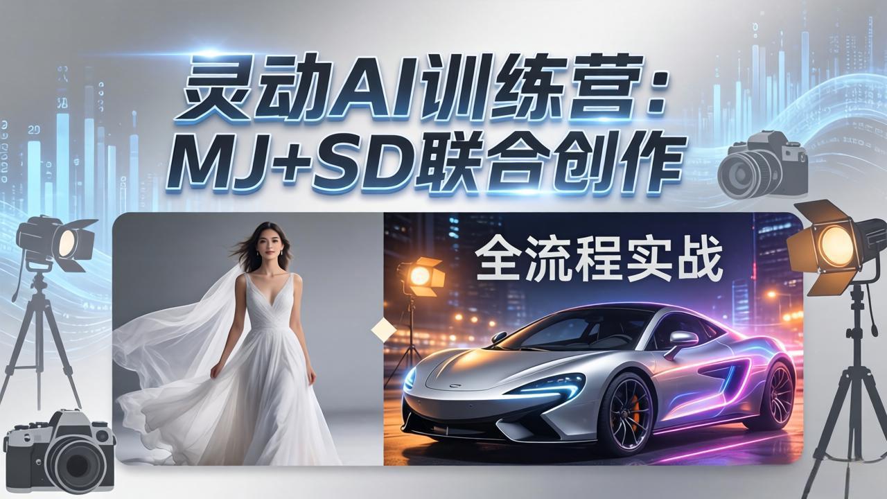 灵动AI训练营-3.0课程：MJ+SD联合创作，从婚纱大片到汽车广告，摄影后期全流程实战-钱途社