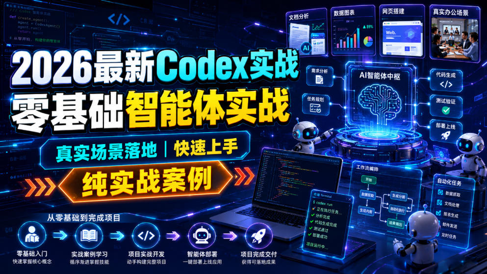 2026最新Codex实战零基础智能体实战，真实场景落地，快速上手，纯实战案例-钱途社