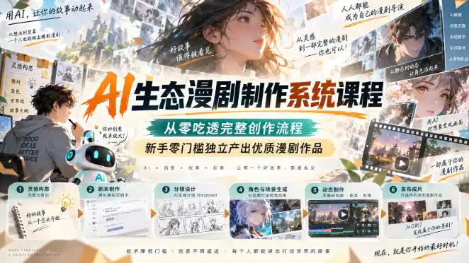AI生态漫剧制作系统课程，从零吃透完整创作流程，新手零门槛独立产出优质漫剧作品-钱途社