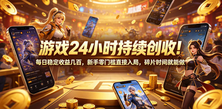 游戏24小时持续创收！每日稳定收益几百，新手零门槛直接入局，碎片时间就能做【揭秘】-钱途社