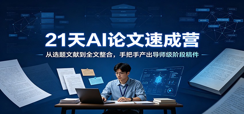 21天AI论文速成营：从选题文献到全文整合，手把手产出导师级阶段稿件-钱途社