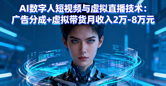 AI数字人短视频与虚拟直播技术：广告分成+虚拟带货月收入2万-8万元-钱途社