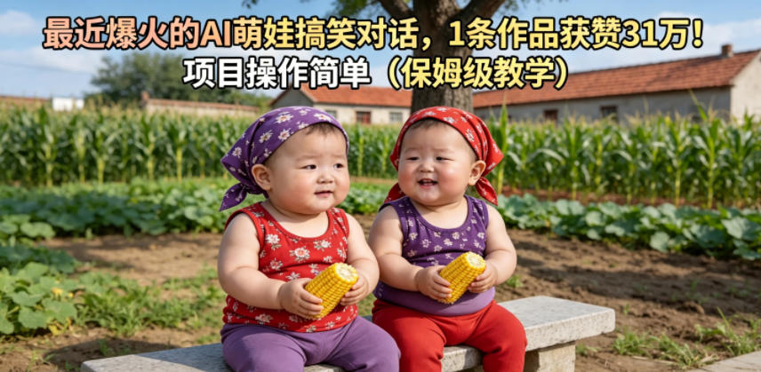 最近爆火的AI萌娃搞笑对话，1条作品获赞31W，项目操作简单(保姆级教学)-钱途社