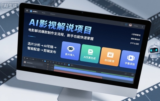 AI影视解说项目，电影解说爆款制作全流程，新手也能快速掌握-钱途社