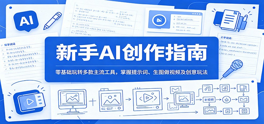 新手AI创作指南：零基础玩转多款主流工具，掌握提示词、生图做视频及创意玩法-钱途社
