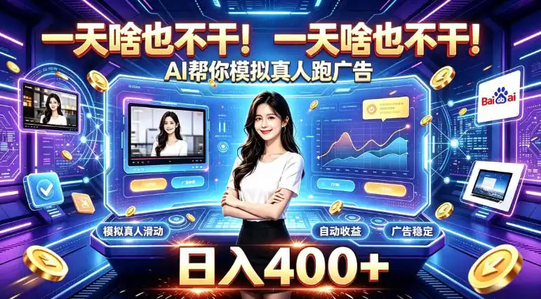 一天啥也不干！AI帮你模拟真人跑广告，稳定日入400+，实现真正被动变现【揭秘】-钱途社