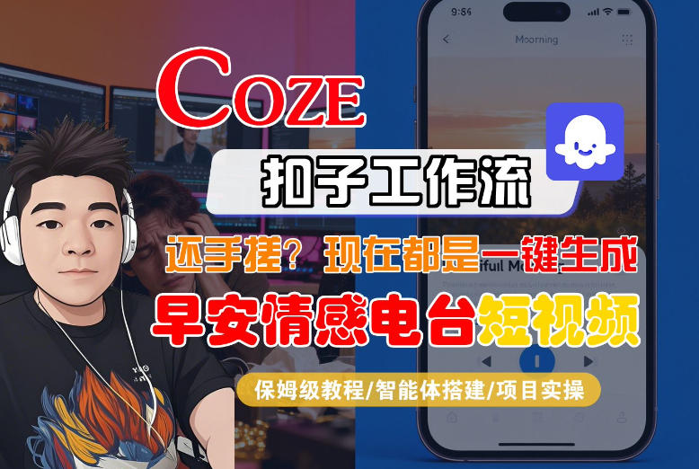 【Coze工作流搭建实操教程】【coze】早安情感电台日签视频还在手动做？用扣子工作流自动生成，省时90%-钱途社