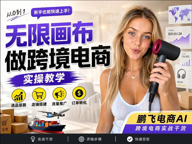 【跨境电商必备】AI无线画布制作商品宣传视频，四步搞定，无线画布工作流，操作简单好上手-钱途社
