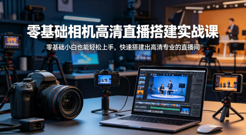 零基础相机高清直播间搭建实战课，小白也能轻松上手，快速搭建出高清专业的直播间-钱途社