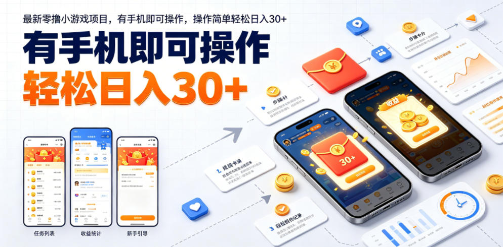 最新零撸小游戏项目，有手机即可操作，操作简单轻松日入30+-钱途社