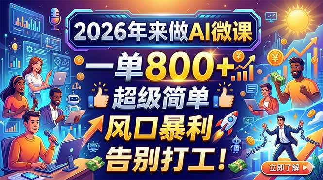 （18195期）2026年来做AI微课，一单800+，超级简单，风口暴利，告别打工！-钱途社