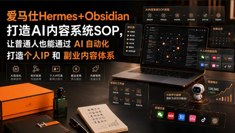爱马仕Hermes+Obsidian打造AI内容系统SOP，让普通人也能通过 AI 自动化打造个人IP 和 副业内容体系-钱途社