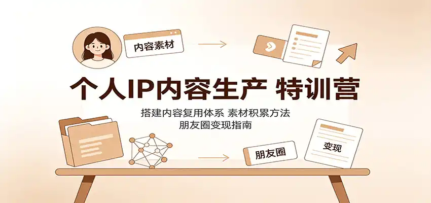 个人IP内容生产特训营：搭建内容复用体系，素材积累方法，朋友圈变现指南-钱途社