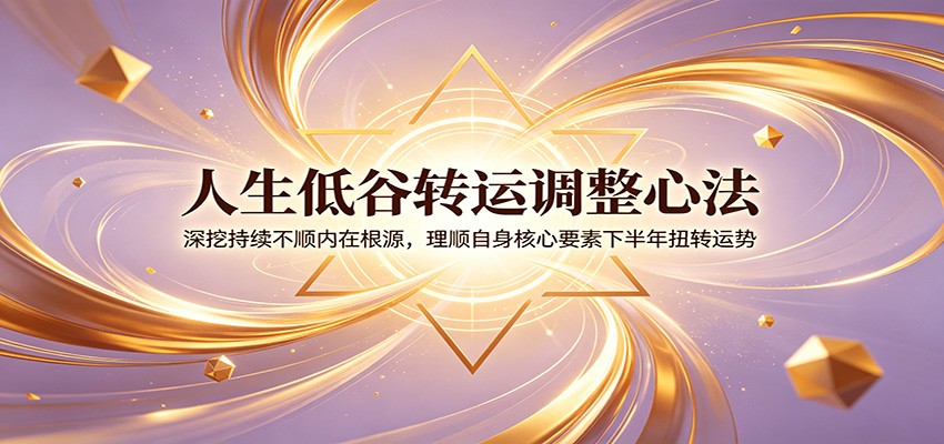 人生低谷转运调整心法：深挖持续不顺内在根源，理顺自身核心要素下半年扭转运势-钱途社