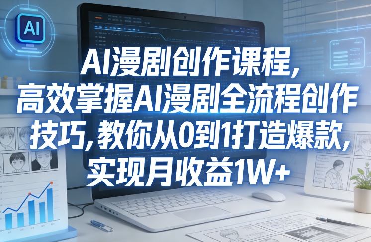 某社群AI漫剧创作课程，高效掌握AI漫剧全流程创作技巧，教你从0到1打造爆款，实现月收益1W+-钱途社
