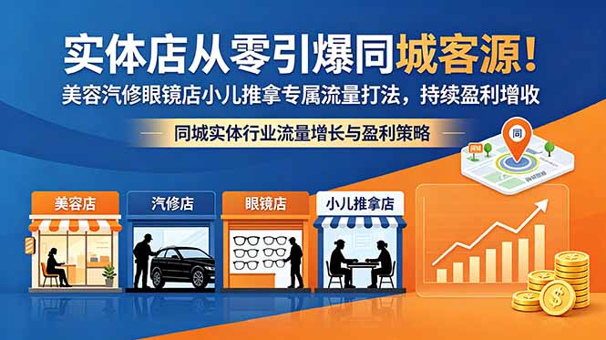 实体店从零引爆同城客源！美容汽修眼镜店小儿推拿专属流量打法，持续盈利增收-钱途社