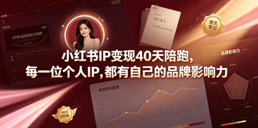 小红书IP变现40天陪跑，每一位个人IP，都有自己的品牌影响力-钱途社