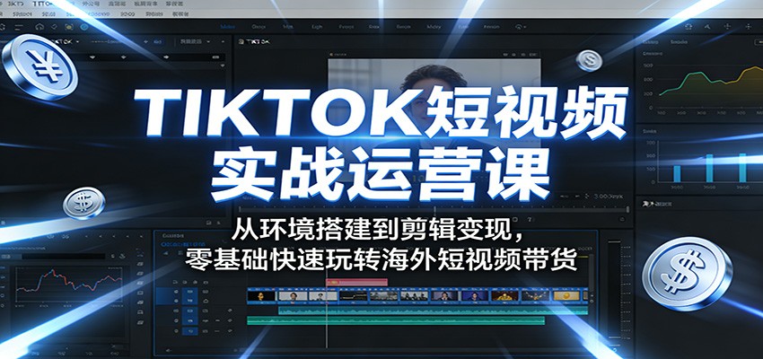 TIKTOK短视频实战运营课:从环境搭建到剪辑变现,零基础快速玩转海外短视频带货-钱途社