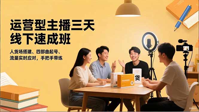 运营型主播三天线下班，人货场搭建,四部曲起号,流量实时应对，手把手带练-钱途社