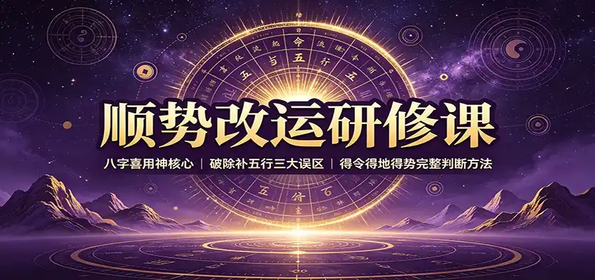 顺势改运研修课：八字喜用神核心，破除补五行三大误区，得令得地得势完整判断方法-钱途社