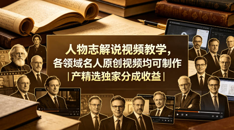 人物志解说视频教学，各领域名人原创视频均可制作丨精选独家分成收益-钱途社