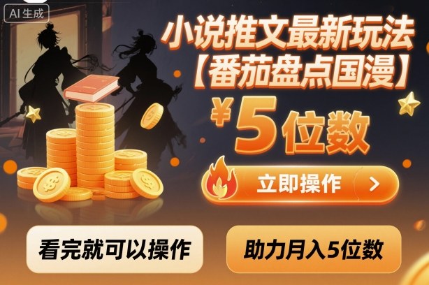 小说推文最新玩法，助力月入5位数【番茄盘点国漫】玩法，看完就可以操作-钱途社