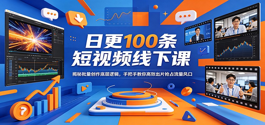 日更100条短视频线下课：揭秘批量创作底层逻辑，手把手教你高效出片抢占流量风口-钱途社