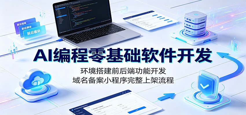 AI编程零基础软件开发：环境搭建前后端功能开发，域名备案小程序完整上架流程-钱途社