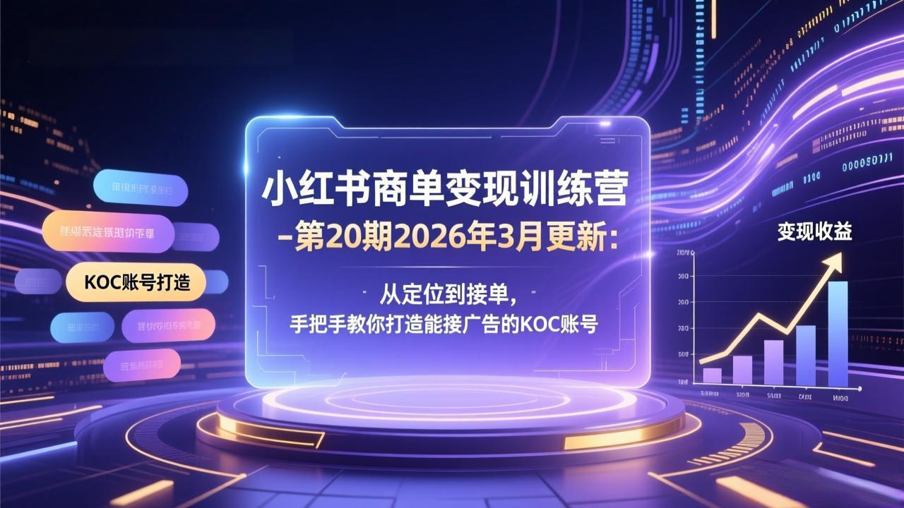 小红书商单变现训练营-第20期26年3月更新：从定位到接单，手把手教你打造能接广告的KOC账号-钱途社