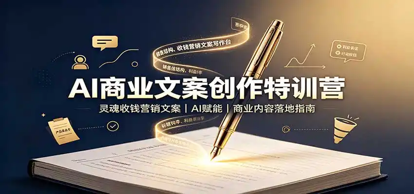 AI商业文案创作特训营：灵魂收钱营销文案，AI赋能，商业内容落地指南-钱途社