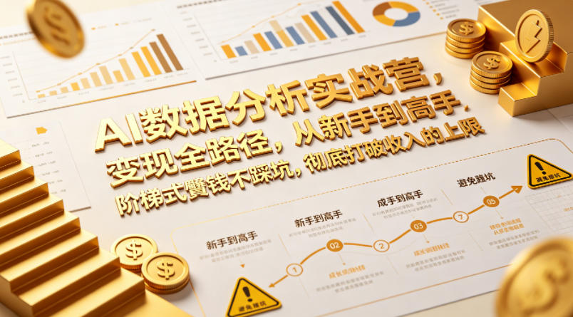 AI数据分析实战营，变现全路径，从新手到高手，阶梯式賺钱不踩坑，彻底打破收入的上限-钱途社