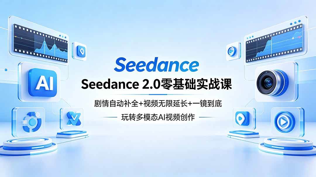 （18312期）Seedance 2.0零基础实战课：剧情自动补全+视频无限延长+一镜到底：玩转多模态AI视频创作-钱途社