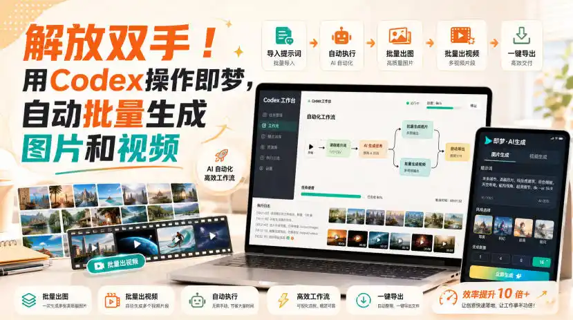解放双手！用Codex操作即梦，自动批量生成图片和视频-钱途社