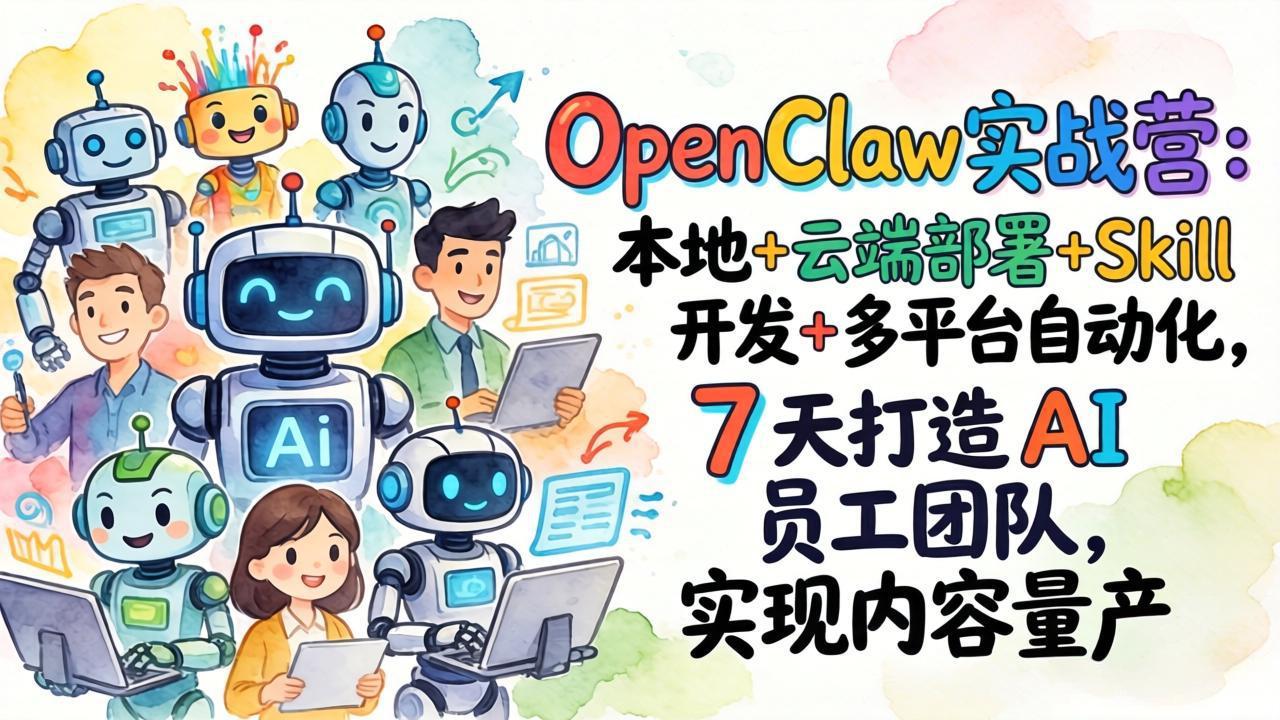 OpenClaw实战营:本地+云端部署+Skill开发+多平台自动化,7 天打造 AI 员工团队,实现内容量产-钱途社