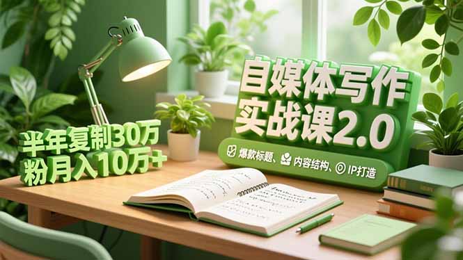 自媒体写作实战课2.0，爆款标题、内容结构、IP打造，半年复制30万粉月入10万+-钱途社