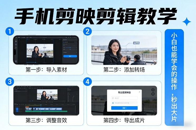 手机剪映剪辑教学，小白也能学会的操作，秒出大片-钱途社