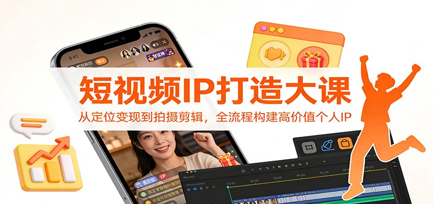 短视频IP打造大课：从定位变现到拍摄剪辑，全流程构建高价值个人IP-钱途社