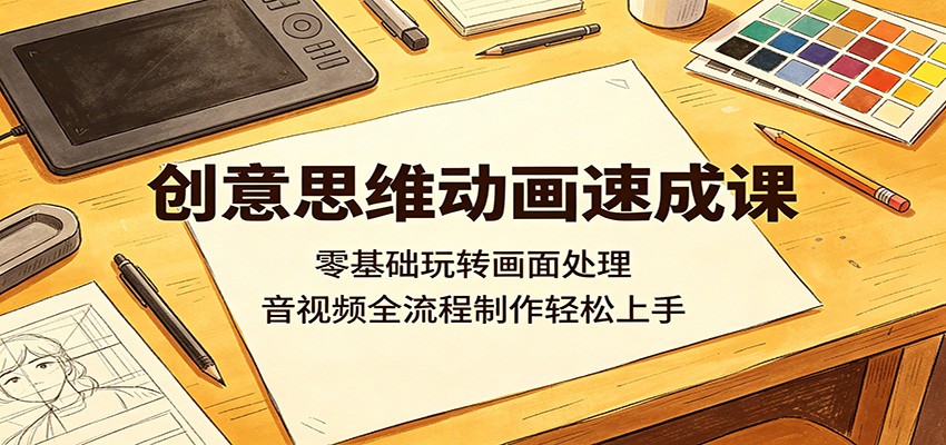 创意思维动画速成课：零基础玩转画面处理，音视频全流程制作轻松上手-钱途社