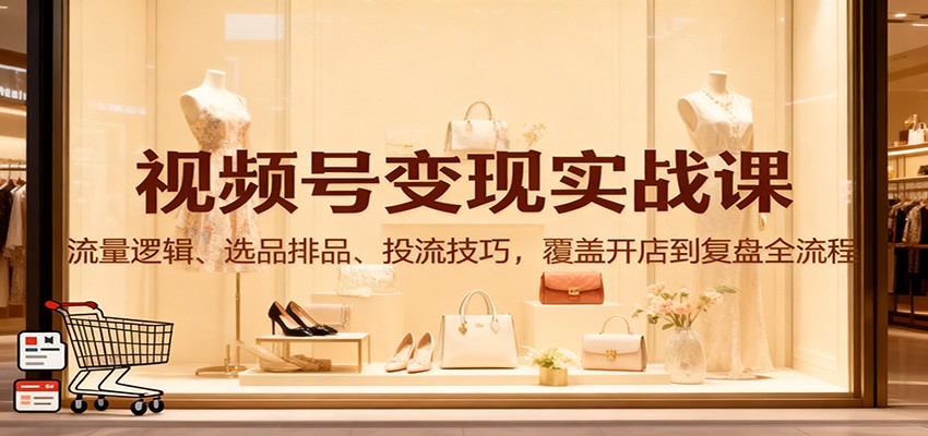 视频号变现实战课：流量逻辑、选品排品、投流技巧，覆盖开店到复盘全流程-钱途社